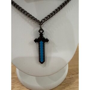 Minecraft Diamond Sword 16" Long Stainless Steel Necklace